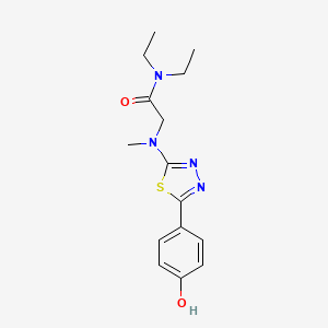 molecular formula C15H20N4O2S B7269407 N,N-diethyl-2-[[5-(4-hydroxyphenyl)-1,3,4-thiadiazol-2-yl]-methylamino]acetamide 