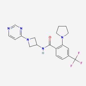 molecular formula C19H20F3N5O B7269452 N-(1-pyrimidin-4-ylazetidin-3-yl)-2-pyrrolidin-1-yl-4-(trifluoromethyl)benzamide 