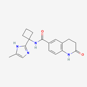 molecular formula C18H20N4O2 B7269541 N-[1-(5-methyl-1H-imidazol-2-yl)cyclobutyl]-2-oxo-3,4-dihydro-1H-quinoline-6-carboxamide 