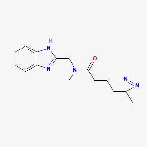 molecular formula C15H19N5O B7269630 N-(1H-benzimidazol-2-ylmethyl)-N-methyl-4-(3-methyldiazirin-3-yl)butanamide 