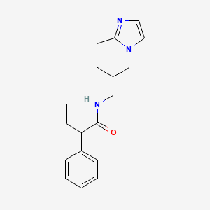 molecular formula C18H23N3O B7269636 N-[2-methyl-3-(2-methylimidazol-1-yl)propyl]-2-phenylbut-3-enamide 