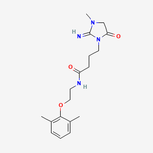 molecular formula C18H26N4O3 B7269676 N-[2-(2,6-dimethylphenoxy)ethyl]-4-(2-imino-3-methyl-5-oxoimidazolidin-1-yl)butanamide 