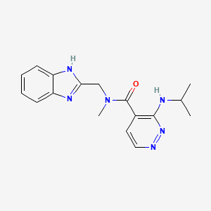 molecular formula C17H20N6O B7269677 N-(1H-benzimidazol-2-ylmethyl)-N-methyl-3-(propan-2-ylamino)pyridazine-4-carboxamide 