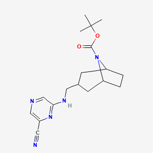 molecular formula C18H25N5O2 B7269737 Tert-butyl 3-[[(6-cyanopyrazin-2-yl)amino]methyl]-8-azabicyclo[3.2.1]octane-8-carboxylate 