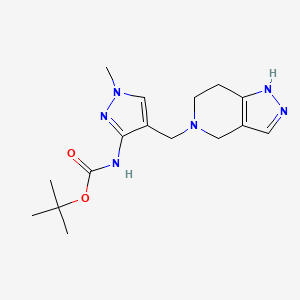 molecular formula C16H24N6O2 B7269819 tert-butyl N-[1-methyl-4-(1,4,6,7-tetrahydropyrazolo[4,3-c]pyridin-5-ylmethyl)pyrazol-3-yl]carbamate 