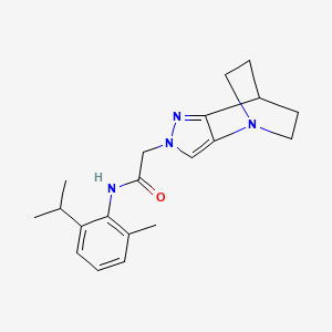 molecular formula C20H26N4O B7269838 N-(2-methyl-6-propan-2-ylphenyl)-2-(1,4,5-triazatricyclo[5.2.2.02,6]undeca-2,5-dien-4-yl)acetamide 
