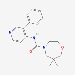 molecular formula C19H21N3O2 B7269899 N-(3-phenylpyridin-4-yl)-5-oxa-8-azaspiro[2.6]nonane-8-carboxamide 