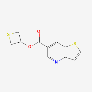 molecular formula C11H9NO2S2 B7269905 Thietan-3-yl thieno[3,2-b]pyridine-6-carboxylate 