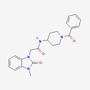 molecular formula C22H24N4O3 B7270035 N-(1-benzoylpiperidin-4-yl)-2-(3-methyl-2-oxobenzimidazol-1-yl)acetamide 