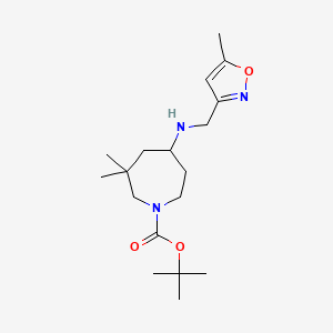 molecular formula C18H31N3O3 B7270483 Tert-butyl 3,3-dimethyl-5-[(5-methyl-1,2-oxazol-3-yl)methylamino]azepane-1-carboxylate 