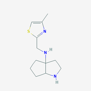 molecular formula C12H19N3S B7270659 N-[(4-methyl-1,3-thiazol-2-yl)methyl]-2,3,4,5,6,6a-hexahydro-1H-cyclopenta[b]pyrrol-3a-amine 