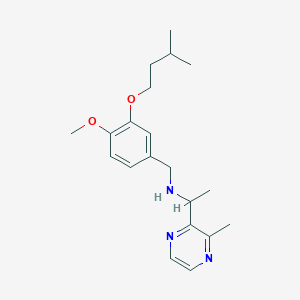 molecular formula C20H29N3O2 B7270672 N-[[4-methoxy-3-(3-methylbutoxy)phenyl]methyl]-1-(3-methylpyrazin-2-yl)ethanamine 