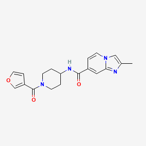 molecular formula C19H20N4O3 B7271130 N-[1-(furan-3-carbonyl)piperidin-4-yl]-2-methylimidazo[1,2-a]pyridine-7-carboxamide 