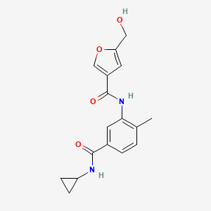 molecular formula C17H18N2O4 B7271172 N-[5-(cyclopropylcarbamoyl)-2-methylphenyl]-5-(hydroxymethyl)furan-3-carboxamide 