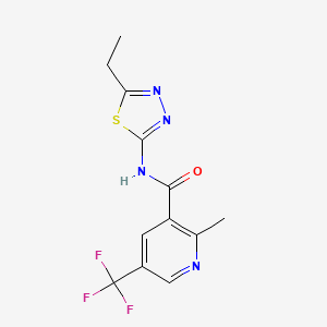 molecular formula C12H11F3N4OS B7271209 N-(5-ethyl-1,3,4-thiadiazol-2-yl)-2-methyl-5-(trifluoromethyl)pyridine-3-carboxamide 