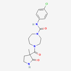 molecular formula C18H23ClN4O3 B7271247 N-(4-chlorophenyl)-4-(3-methyl-2-oxopyrrolidine-3-carbonyl)-1,4-diazepane-1-carboxamide 
