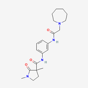 molecular formula C21H30N4O3 B7271292 N-[3-[[2-(azepan-1-yl)acetyl]amino]phenyl]-1,3-dimethyl-2-oxopyrrolidine-3-carboxamide 