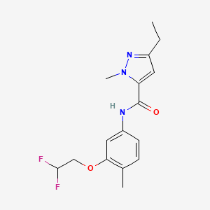 molecular formula C16H19F2N3O2 B7271305 N-[3-(2,2-difluoroethoxy)-4-methylphenyl]-5-ethyl-2-methylpyrazole-3-carboxamide 