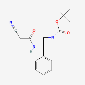 molecular formula C17H21N3O3 B7271474 Tert-butyl 3-[(2-cyanoacetyl)amino]-3-phenylazetidine-1-carboxylate 