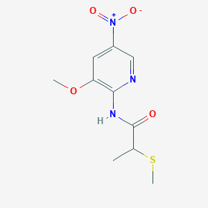 molecular formula C10H13N3O4S B7271506 N-(3-methoxy-5-nitropyridin-2-yl)-2-methylsulfanylpropanamide 