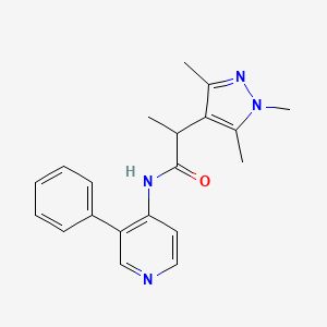 molecular formula C20H22N4O B7271546 N-(3-phenylpyridin-4-yl)-2-(1,3,5-trimethylpyrazol-4-yl)propanamide 