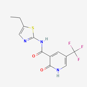 molecular formula C12H10F3N3O2S B7271652 N-(5-ethyl-1,3-thiazol-2-yl)-2-oxo-5-(trifluoromethyl)-1H-pyridine-3-carboxamide 