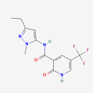 molecular formula C13H13F3N4O2 B7271654 N-(5-ethyl-2-methylpyrazol-3-yl)-2-oxo-5-(trifluoromethyl)-1H-pyridine-3-carboxamide 