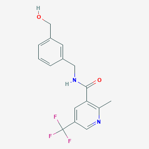 molecular formula C16H15F3N2O2 B7271671 N-[[3-(hydroxymethyl)phenyl]methyl]-2-methyl-5-(trifluoromethyl)pyridine-3-carboxamide 
