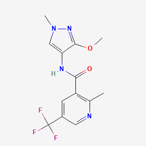 molecular formula C13H13F3N4O2 B7271760 N-(3-methoxy-1-methylpyrazol-4-yl)-2-methyl-5-(trifluoromethyl)pyridine-3-carboxamide 