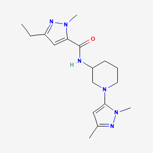molecular formula C17H26N6O B7271793 N-[1-(2,5-dimethylpyrazol-3-yl)piperidin-3-yl]-5-ethyl-2-methylpyrazole-3-carboxamide 