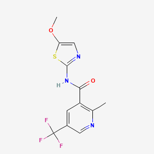 molecular formula C12H10F3N3O2S B7271831 N-(5-methoxy-1,3-thiazol-2-yl)-2-methyl-5-(trifluoromethyl)pyridine-3-carboxamide 