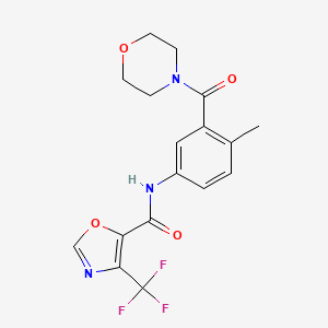 molecular formula C17H16F3N3O4 B7271833 N-[4-methyl-3-(morpholine-4-carbonyl)phenyl]-4-(trifluoromethyl)-1,3-oxazole-5-carboxamide 
