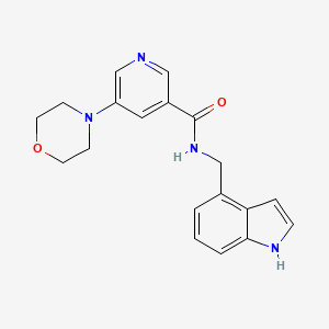 molecular formula C19H20N4O2 B7272121 N-(1H-indol-4-ylmethyl)-5-morpholin-4-ylpyridine-3-carboxamide 