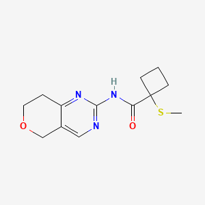 molecular formula C13H17N3O2S B7272328 N-(7,8-dihydro-5H-pyrano[4,3-d]pyrimidin-2-yl)-1-methylsulfanylcyclobutane-1-carboxamide 