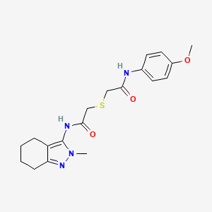 molecular formula C19H24N4O3S B7272343 N-(4-methoxyphenyl)-2-[2-[(2-methyl-4,5,6,7-tetrahydroindazol-3-yl)amino]-2-oxoethyl]sulfanylacetamide 