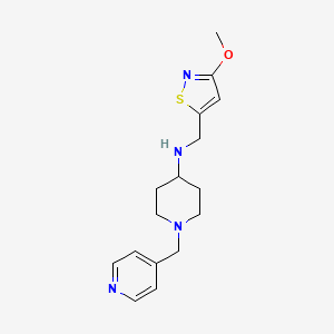 molecular formula C16H22N4OS B7272475 N-[(3-methoxy-1,2-thiazol-5-yl)methyl]-1-(pyridin-4-ylmethyl)piperidin-4-amine 
