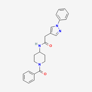 molecular formula C23H24N4O2 B7272483 N-(1-benzoylpiperidin-4-yl)-2-(1-phenylpyrazol-4-yl)acetamide 
