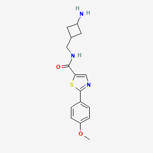 molecular formula C16H19N3O2S B7272518 N-[(3-aminocyclobutyl)methyl]-2-(4-methoxyphenyl)-1,3-thiazole-5-carboxamide 