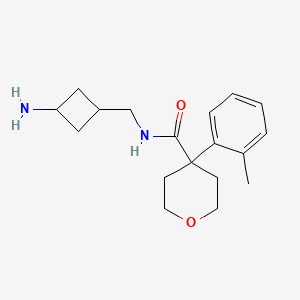 molecular formula C18H26N2O2 B7272525 N-[(3-aminocyclobutyl)methyl]-4-(2-methylphenyl)oxane-4-carboxamide 
