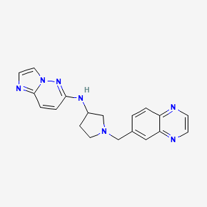 molecular formula C19H19N7 B7272533 N-[1-(quinoxalin-6-ylmethyl)pyrrolidin-3-yl]imidazo[1,2-b]pyridazin-6-amine 