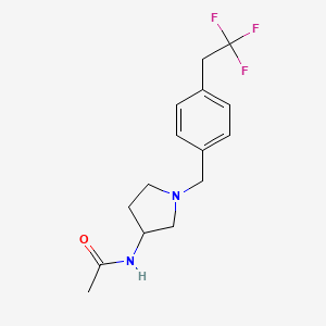 molecular formula C15H19F3N2O B7272562 N-[1-[[4-(2,2,2-trifluoroethyl)phenyl]methyl]pyrrolidin-3-yl]acetamide 