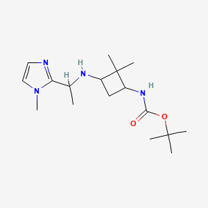 molecular formula C17H30N4O2 B7272598 tert-butyl N-[2,2-dimethyl-3-[1-(1-methylimidazol-2-yl)ethylamino]cyclobutyl]carbamate 