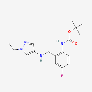 molecular formula C17H23FN4O2 B7272655 tert-butyl N-[2-[[(1-ethylpyrazol-4-yl)amino]methyl]-4-fluorophenyl]carbamate 