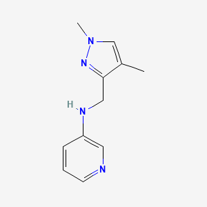 molecular formula C11H14N4 B7272662 N-[(1,4-dimethylpyrazol-3-yl)methyl]pyridin-3-amine 