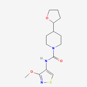 molecular formula C14H21N3O3S B7272692 N-(3-methoxy-1,2-thiazol-4-yl)-4-(oxolan-2-yl)piperidine-1-carboxamide 
