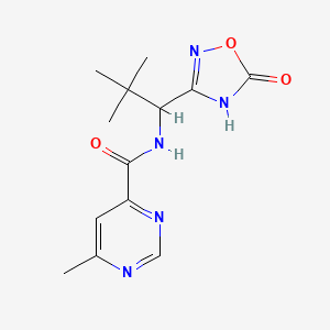molecular formula C13H17N5O3 B7272729 N-[2,2-dimethyl-1-(5-oxo-4H-1,2,4-oxadiazol-3-yl)propyl]-6-methylpyrimidine-4-carboxamide 