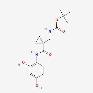 molecular formula C16H22N2O5 B7272737 tert-butyl N-[[1-[(2,4-dihydroxyphenyl)carbamoyl]cyclopropyl]methyl]carbamate 