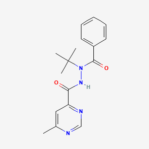 molecular formula C17H20N4O2 B7272745 N'-benzoyl-N'-tert-butyl-6-methylpyrimidine-4-carbohydrazide 
