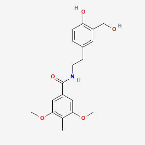 molecular formula C19H23NO5 B7272760 N-[2-[4-hydroxy-3-(hydroxymethyl)phenyl]ethyl]-3,5-dimethoxy-4-methylbenzamide 