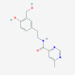 molecular formula C15H17N3O3 B7272772 N-[2-[4-hydroxy-3-(hydroxymethyl)phenyl]ethyl]-6-methylpyrimidine-4-carboxamide 